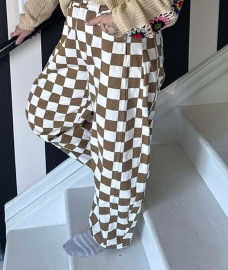 Checkered Wide Barrel Pant