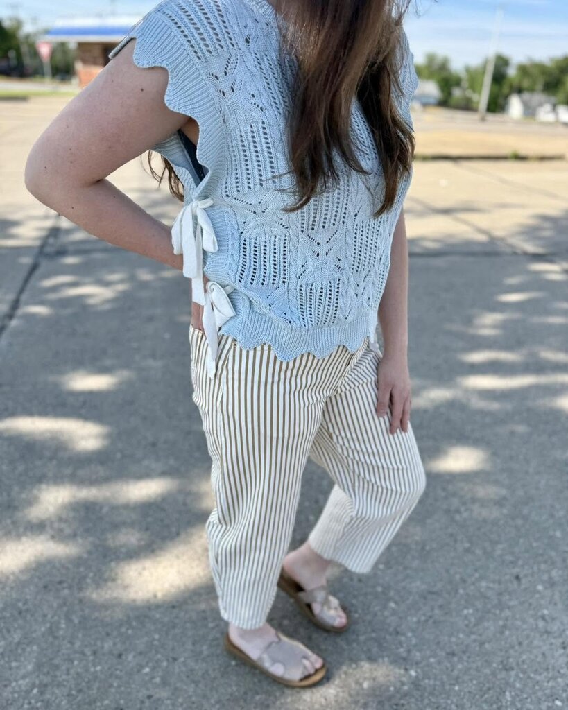 Khaki Stripe Barrel Jean